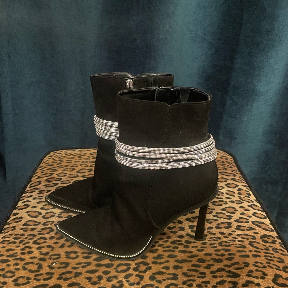 Jennifer Lopez Black Heeled Boots with Silver Details
